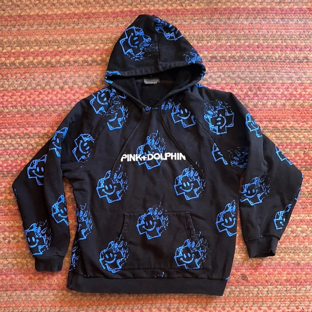 PINK + DOLPHIN BLUE SMILEY STREETWEAR HOODIE